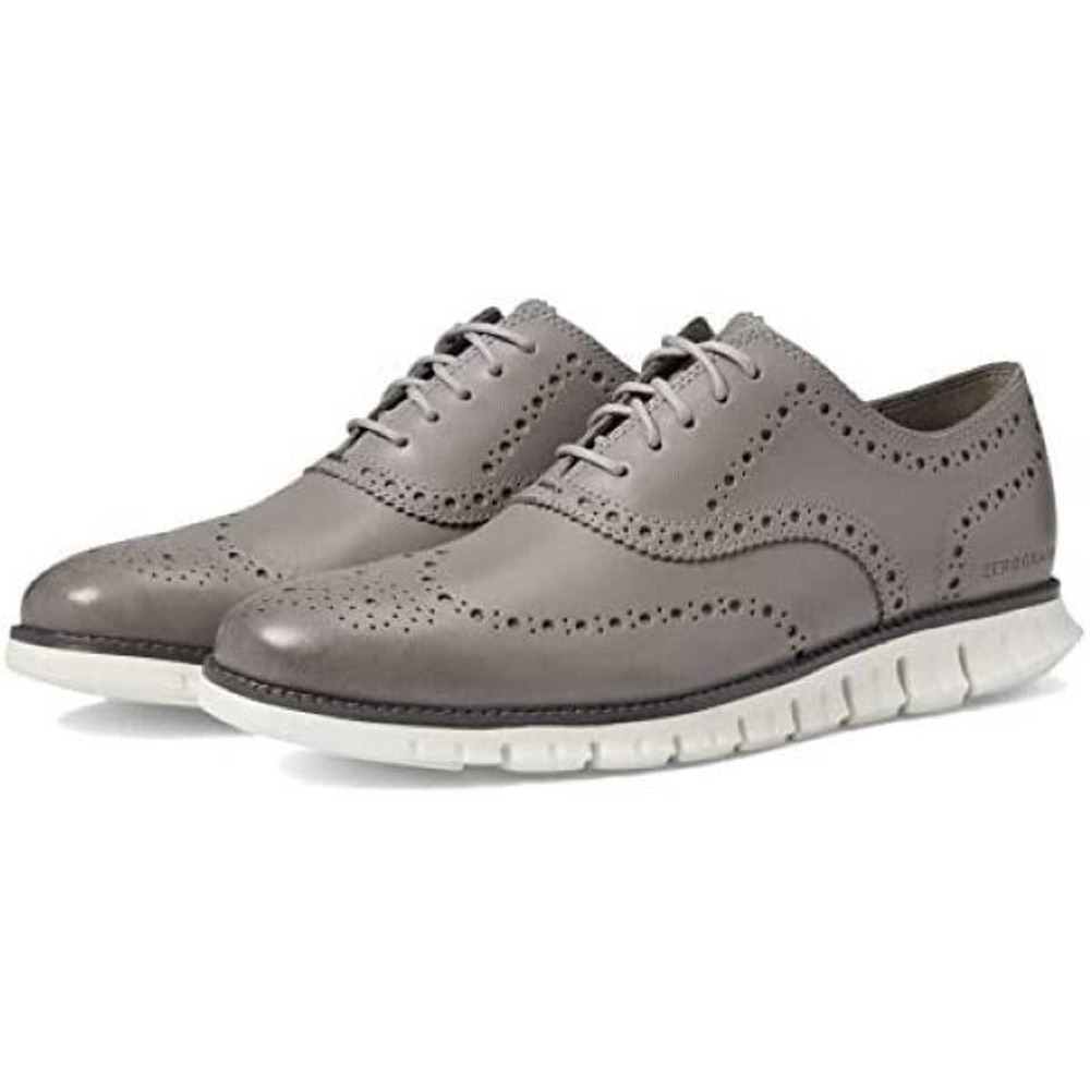 Cole Haan Zerogrand Gray Leather Wingtip Oxford Shoes, Sneakers Mens Size 7 1/2